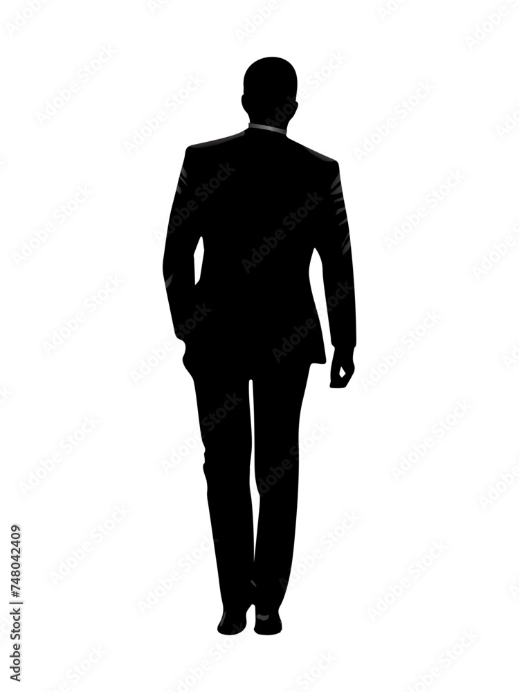 Silhouette Of Tall Business Man Walk. Rear view. Silhouette Of Tall Business Man Walk. Rear view.