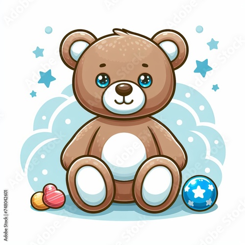 Discover the charm of a teddy bear toy icon through this delightful cartoon  presented as an isolated vector illustration. The graphic design captures the endearing essence of a classic childhood comp