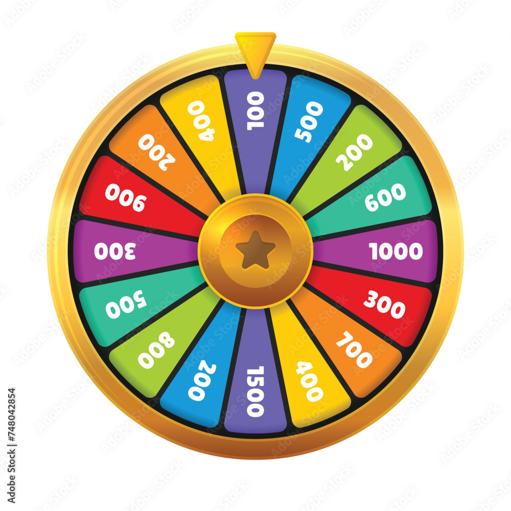 Gold Fortune Wheel on White Background. Vector Gold Fortune Wheel on White Background. Vector