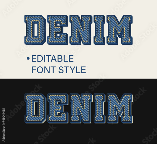 Editable text effect in denim vintage style