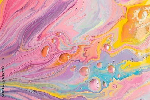 Vibrant abstract paint swirls with a mesmerizing mix of pastel tones and dynamic fluid patterns.