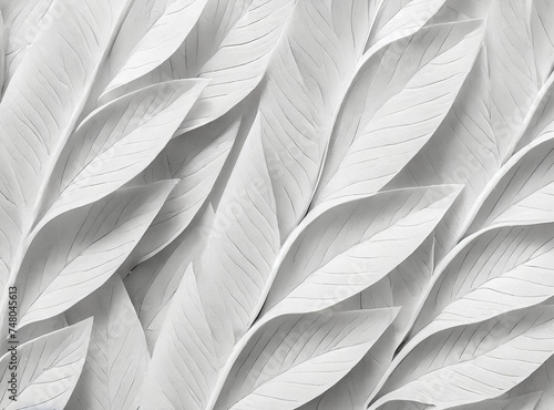 3D White Leaves Pattern Illustration