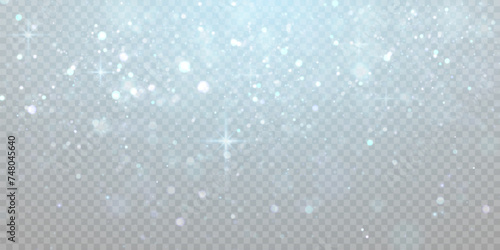 Vector background with bokeh effect and sparkles on a transparent background. An elegant combination of blurry points of light and shimmering particles creates an atmosphere of magic and celebration.