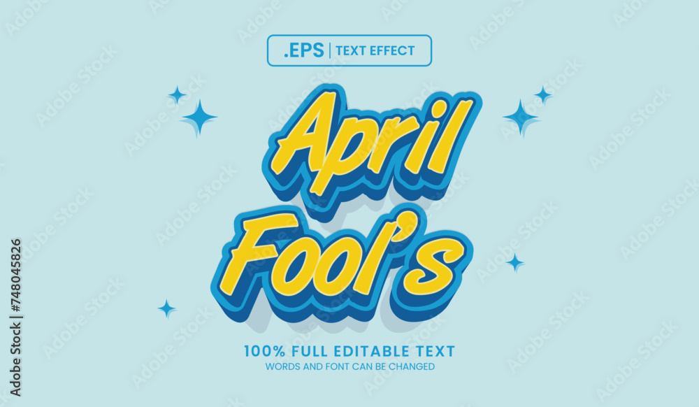 Design editable text effect, april fools 3d concept - obrazy, fototapety, plakaty 