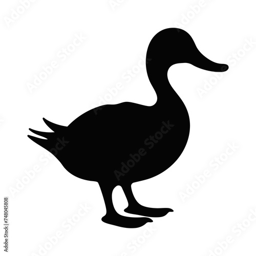 Duck silhouette. Domestic hand-drawn duck bird silhouette vector illustration
