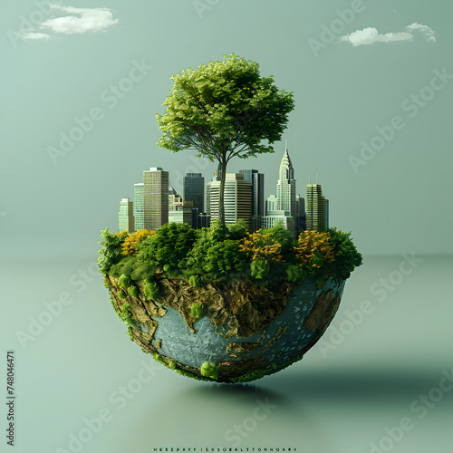 Photorealistic City on a Tree A Green Vision of Urban Life © Ph2023AI