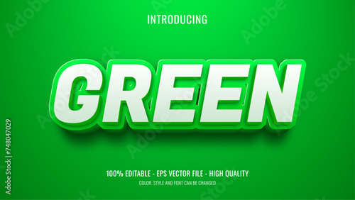 Editable green text effect with 3d style