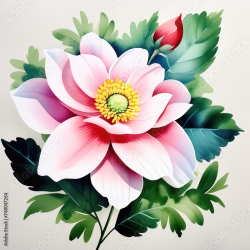 Vibrant Watercolor Flower in Full Bloom