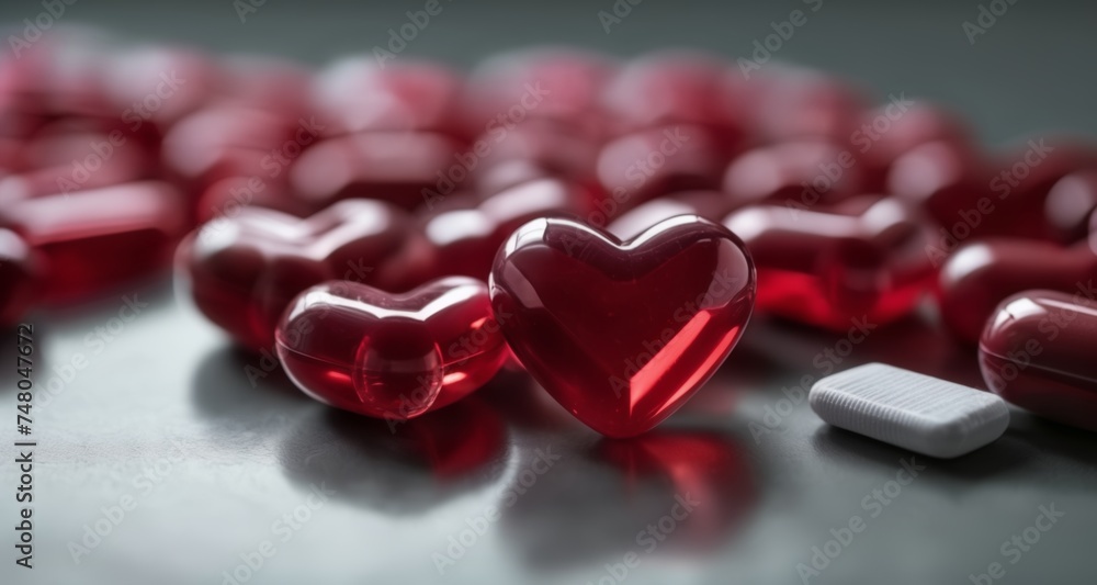 A heart-shaped pill, a symbol of love and health A heart-shaped pill, a symbol of love and health