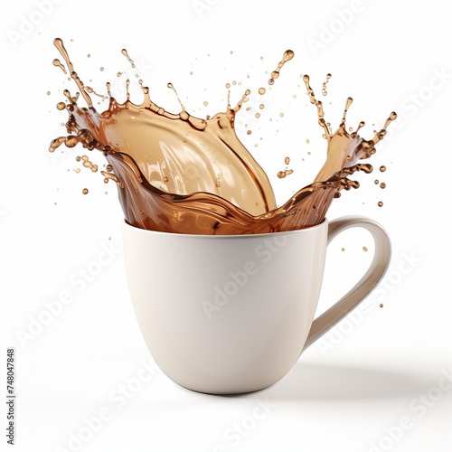 Ceramic cup with splashing coffee.