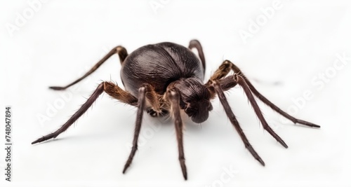  Close-up of a large, hairy spider on a white background