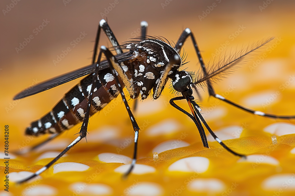 Tiger mosquito close up detailed view Tiger mosquito close up detailed view