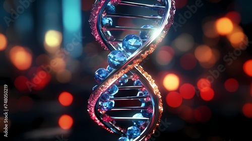 A visually striking image of a DNA double helix structure, intertwined with a medical symbol, representing the intersection of genetics and healthcare, captured in high-definition realism © ASMAT