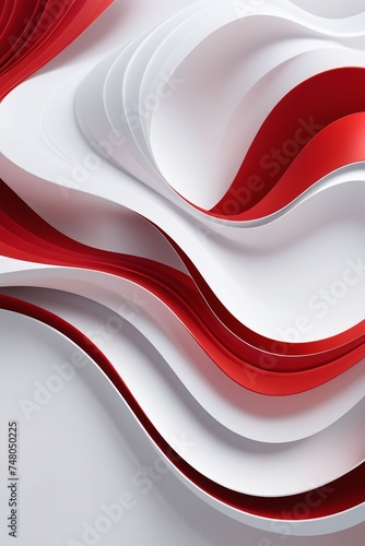 Abstract white and red wavy on a bright background, vertical composition