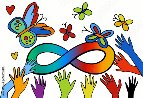 Human mind and experience diversity. Neurodiversity, autism acceptance.