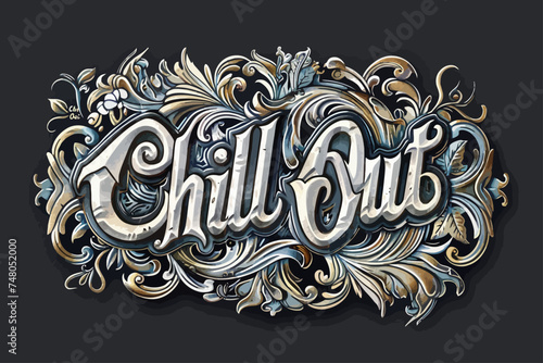 Chill Out Text Lettering Victorian Style