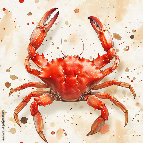 crab sea seamless tile pattern background, ai generated
