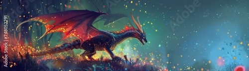 Digital dragons in a cyberpunk fairy tale  fantasy