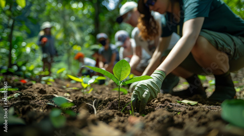 young people plant new trees