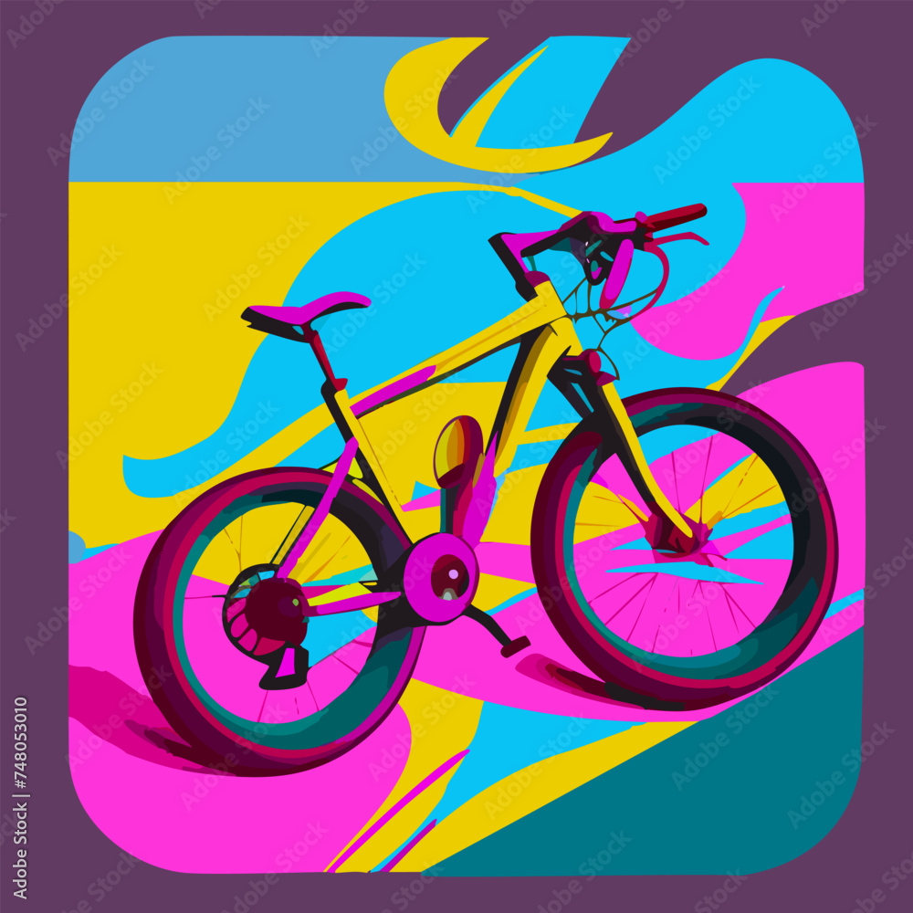 Fototapeta premium Illustration of a bicycle, on a colorful background