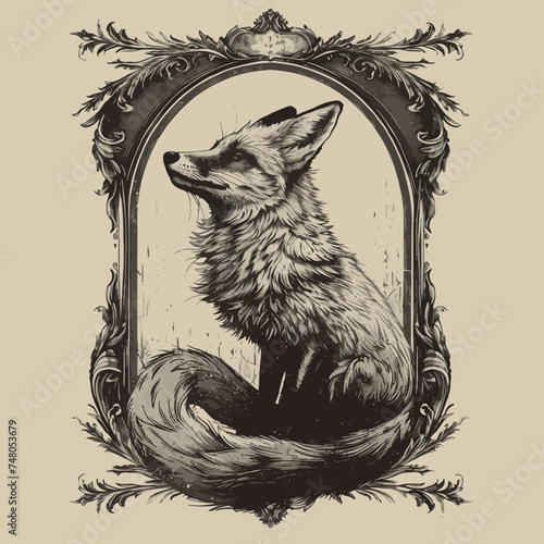 black and white fox in frame