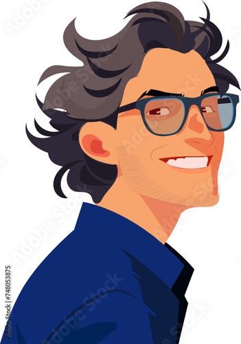 smiling face of a middle age man in glasses