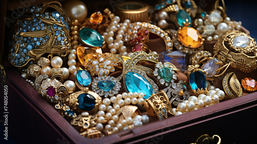Collection of Bijouterie in Jewelry Box.