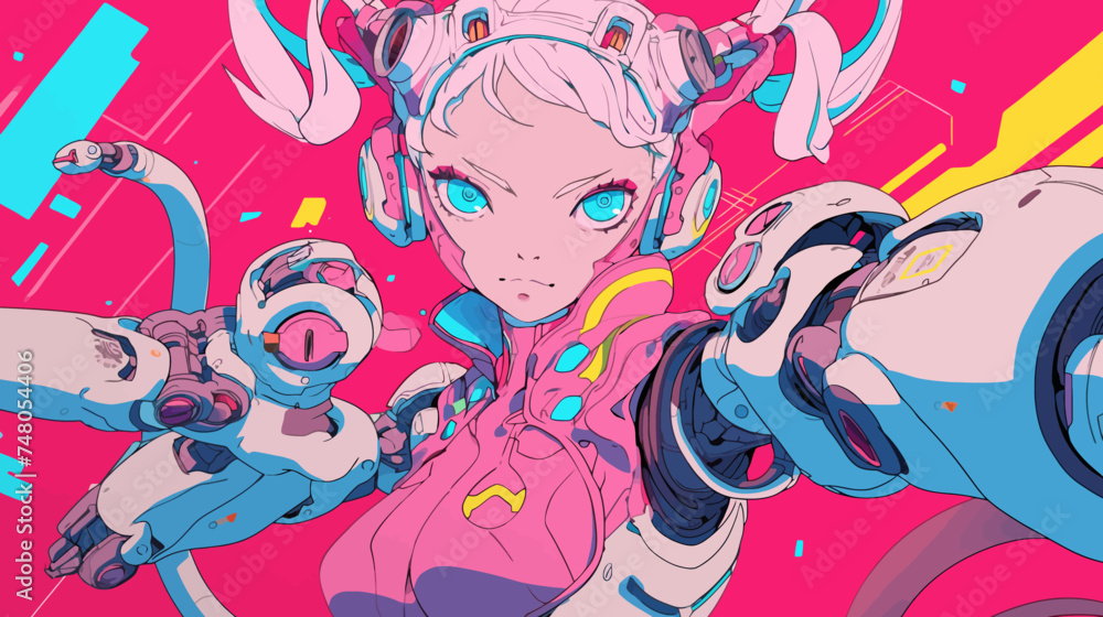 PInk Anime Cyborg Girl Robot