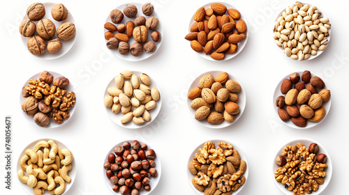 Collection of Various Nuts on White.