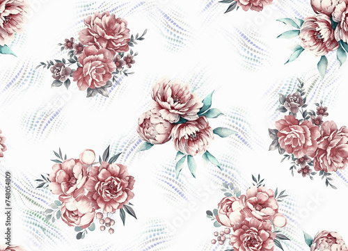 Beautiful Pattern, Floral Seamless Digital Design,Watercolor Textile Allover Abstract Design.On Background © JALA ART