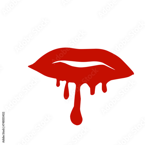 Red Lipstick Dripping from Lips