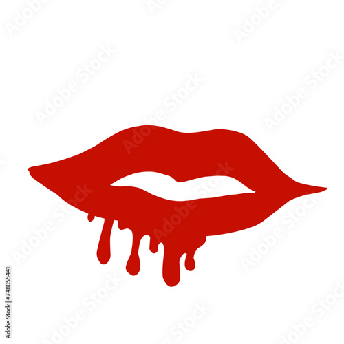 Red Lipstick Dripping from Lips