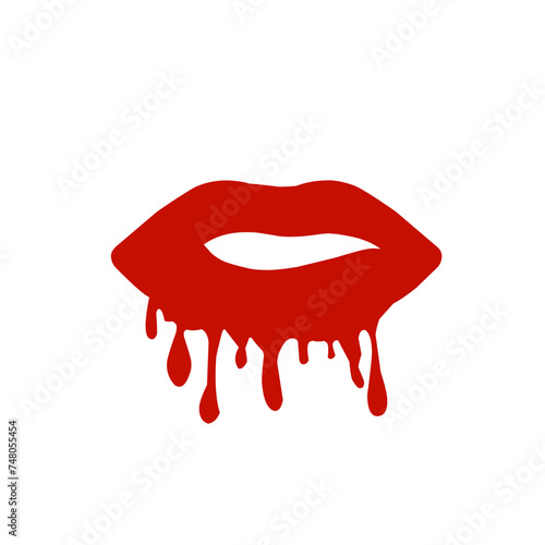 Red Lipstick Dripping from Lips