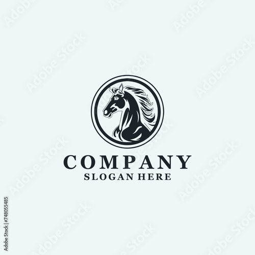 Vector horse head or strong animal logo design.
