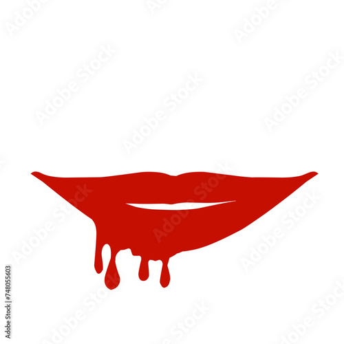 Red Lipstick Dripping from Lips