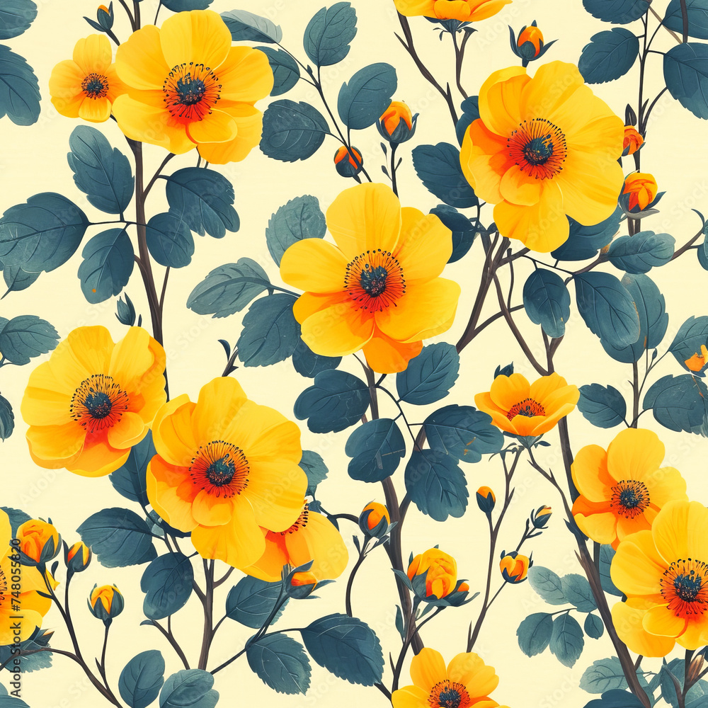 Flower spring seamless tile pattern background, ai generated Flower spring seamless tile pattern background, ai generated