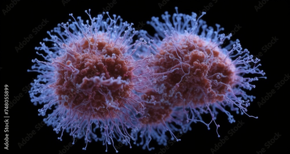 A microscopic view of a virus, a tiny but powerful threat A microscopic view of a virus, a tiny but powerful threat
