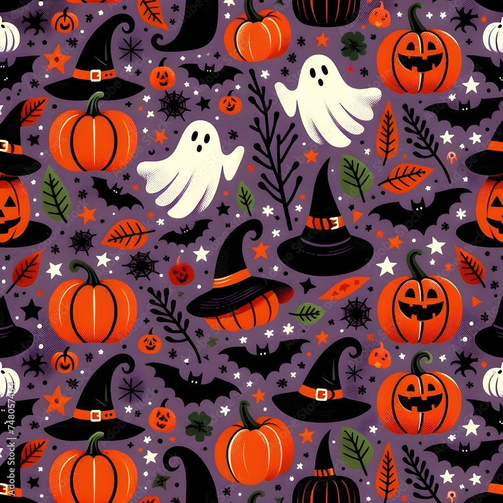 Halloween Ghosts and Pumpkins Pattern Halloween Ghosts and Pumpkins Pattern