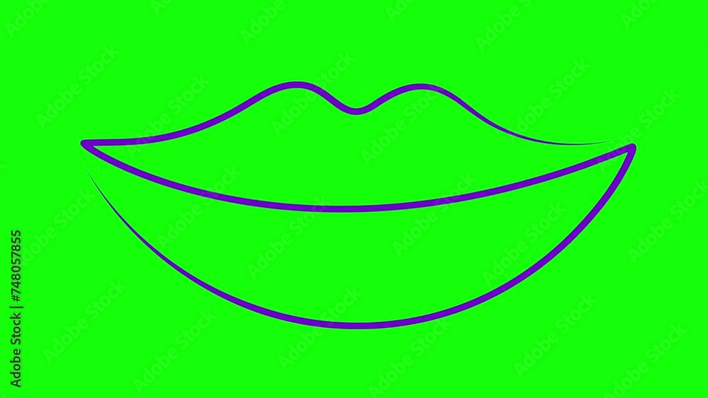 Animated violet lips symbol is gradually drawn. Linear icon. Single line. Concept of beauty, makeup. Looped video. Vector illustration isolated on green background.
Animated violet lips symbol is gradually drawn. Linear icon. Single line. Concept of beauty, makeup. Looped video. Vector illustration isolated on green background.