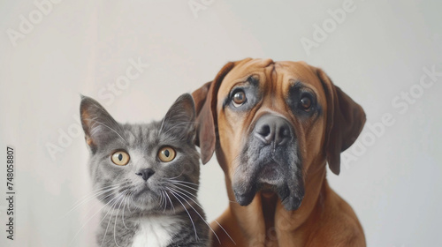 closeup of a cat and dog