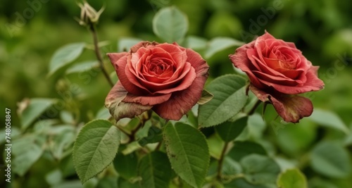  Blooming beauty - A pair of vibrant roses in full bloom
