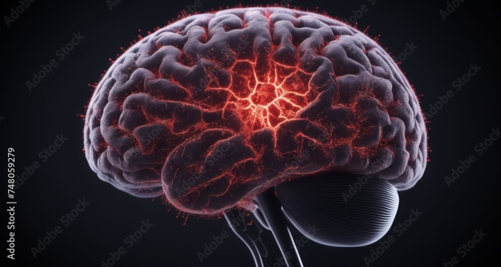 Fototapeta premium Explosive Brain Activity - A Visual Representation of Neural Firing