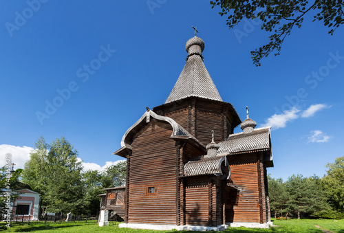 Wooden tent Dormition Church from the Alexander-Luzhetsky Monastery, the oldest preserved wooden tent church, 16th century. Spaso-Prilutsky Monastery, Vologda