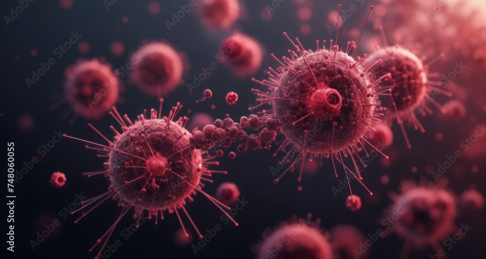 Viral particles in a microscopic dance of infection Viral particles in a microscopic dance of infection