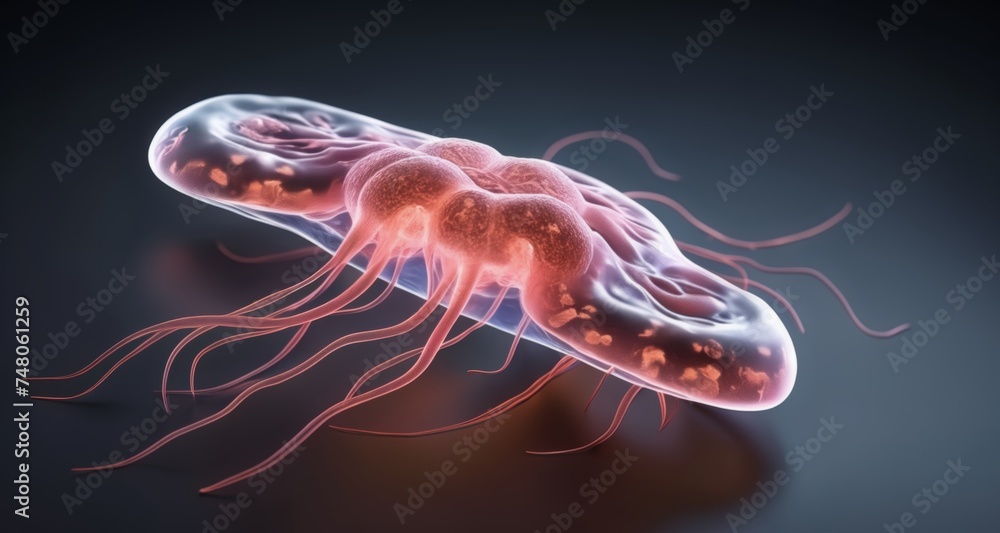 Obraz premium Vivid Microbe - A Close-Up Look at Life's Tiny Wonders