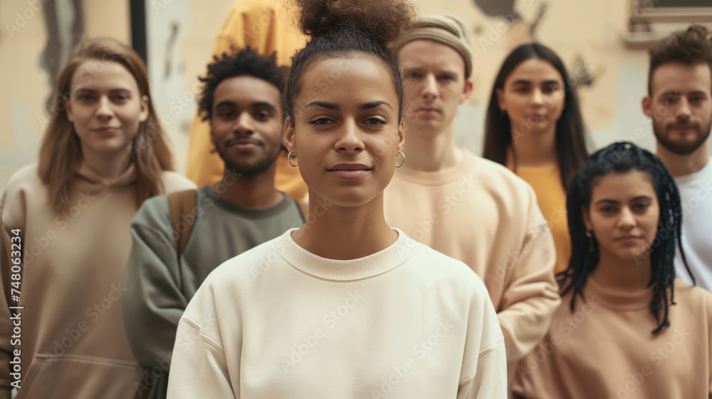  Group of young people, students.