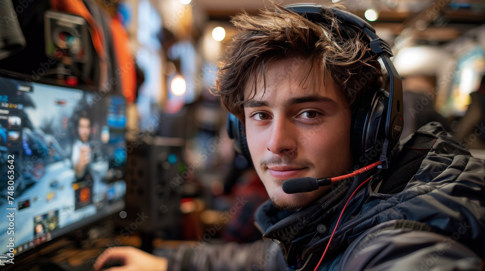 A Gamer�s Selfie with His Headset and Controller: A Photo for Gaming Fans