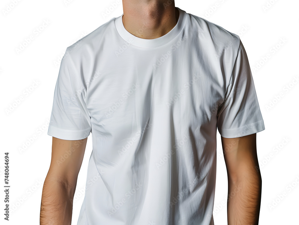 Young man in a white t shirt for mockup design isolated on transparent background. Young man in a white t shirt for mockup design isolated on transparent background.