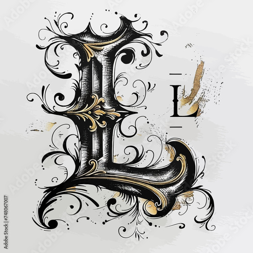 L Victorian Letter with ornament