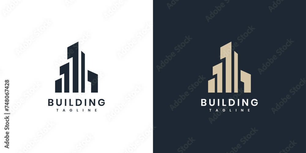 Real estate building logo design template.building logo isolated in a box	